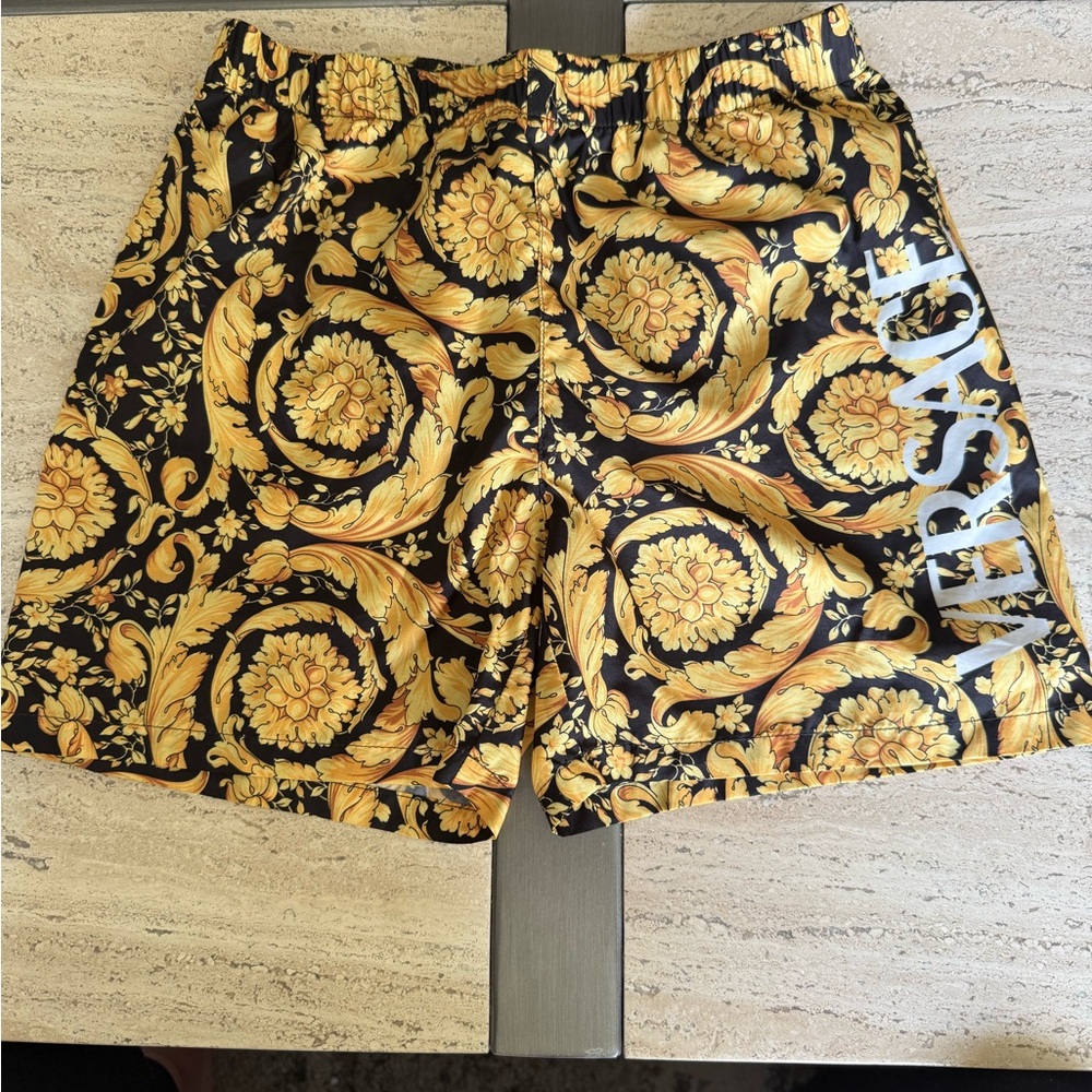 Versace Kids Swim Trunks - Gold Baroque Pattern